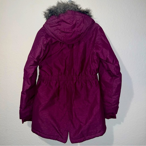 Columbia Girl’s Omni-heat Purple Parka Jacket with Faux Fur Hood - Picture 5 of 5